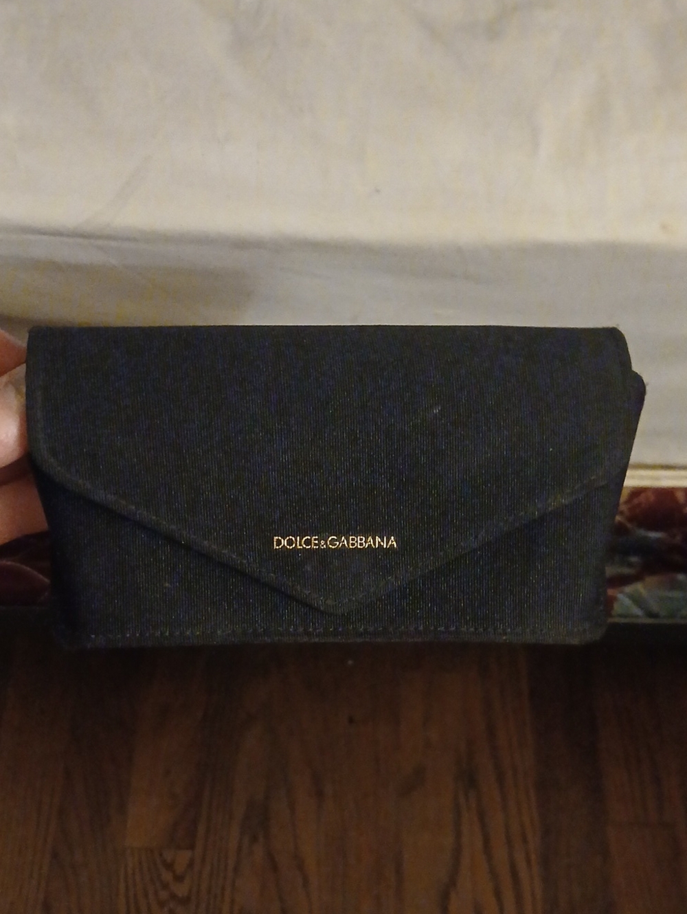 Dolce & Gabbana Black Eyewear Case with Gold Logo Eye Glasses Case Velvet Canvas
